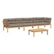 Pemberly Row Contemporary Solid Acacia Wood Medium Pallet Sofa Set Taupe