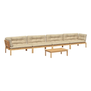 Pemberly Row Acacia Wood Large Seats Many Pallet Sofa Set in Brown Solid