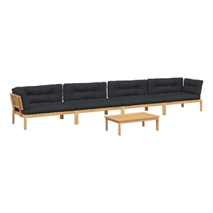 Pemberly Row Contemporary Pallet Sofa Set in Natural Wood & Black