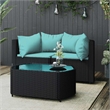 Pemberly Row Contemporary Patio Lounge Set in Black & Water Blue