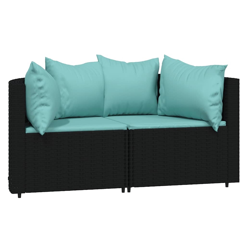 Pemberly Row Contemporary Patio Lounge Set in Black & Water Blue