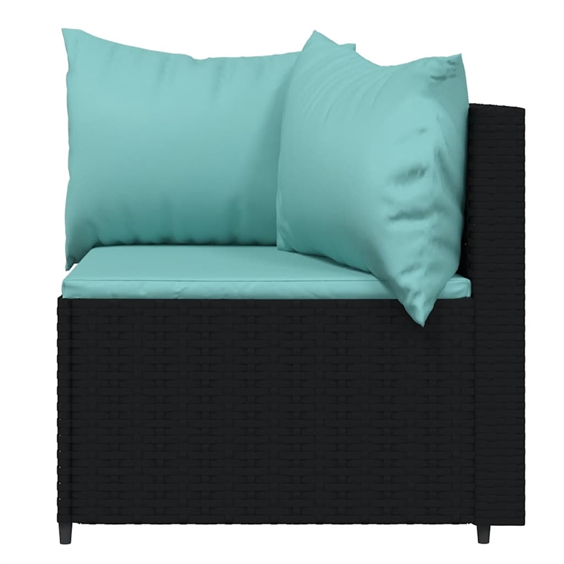 Pemberly Row Contemporary Patio Lounge Set in Black & Water Blue