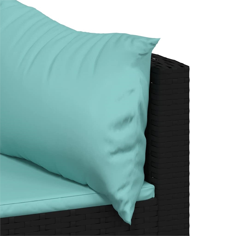 Pemberly Row Contemporary Patio Lounge Set in Black & Water Blue