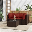 Pemberly Row Poly Rattan Compact Adjustable Feet Patio Lounge Set in Brown