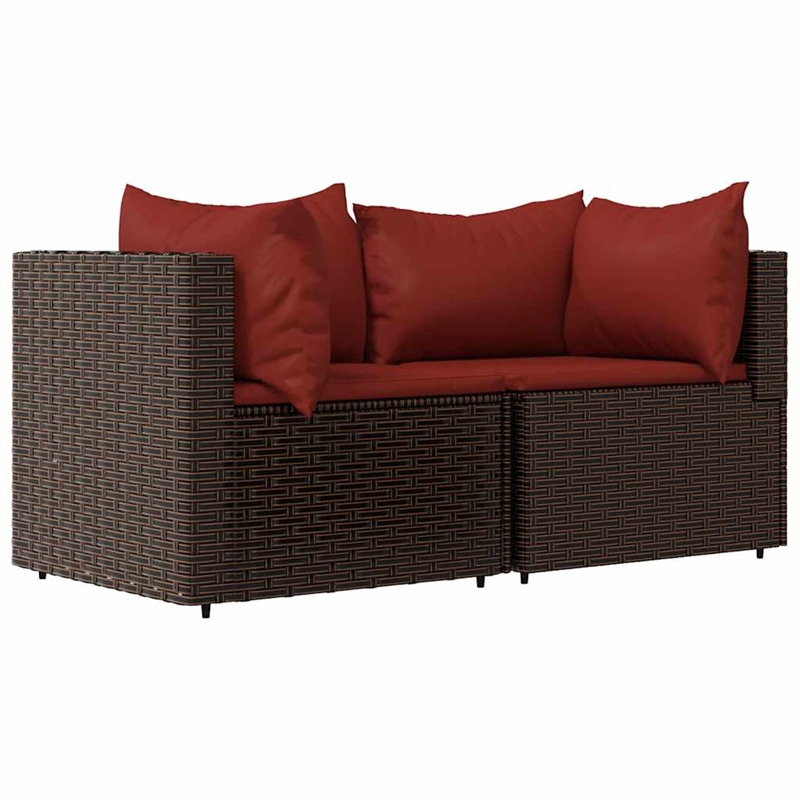 Pemberly Row Poly Rattan Compact Adjustable Feet Patio Lounge Set in Brown
