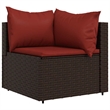 Pemberly Row Poly Rattan Compact Adjustable Feet Patio Lounge Set in Brown