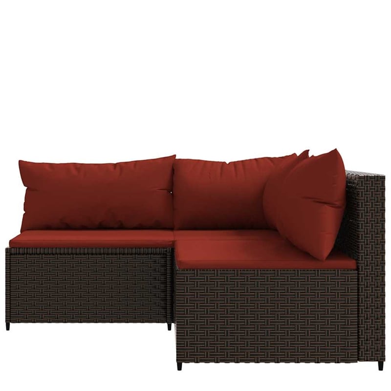 Pemberly Row Synthetic Poly Rattan Patio Lounge Set in Brown