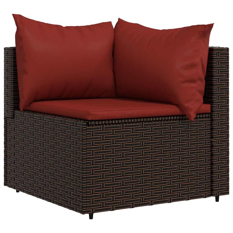 Pemberly Row Synthetic Poly Rattan Patio Lounge Set in Brown