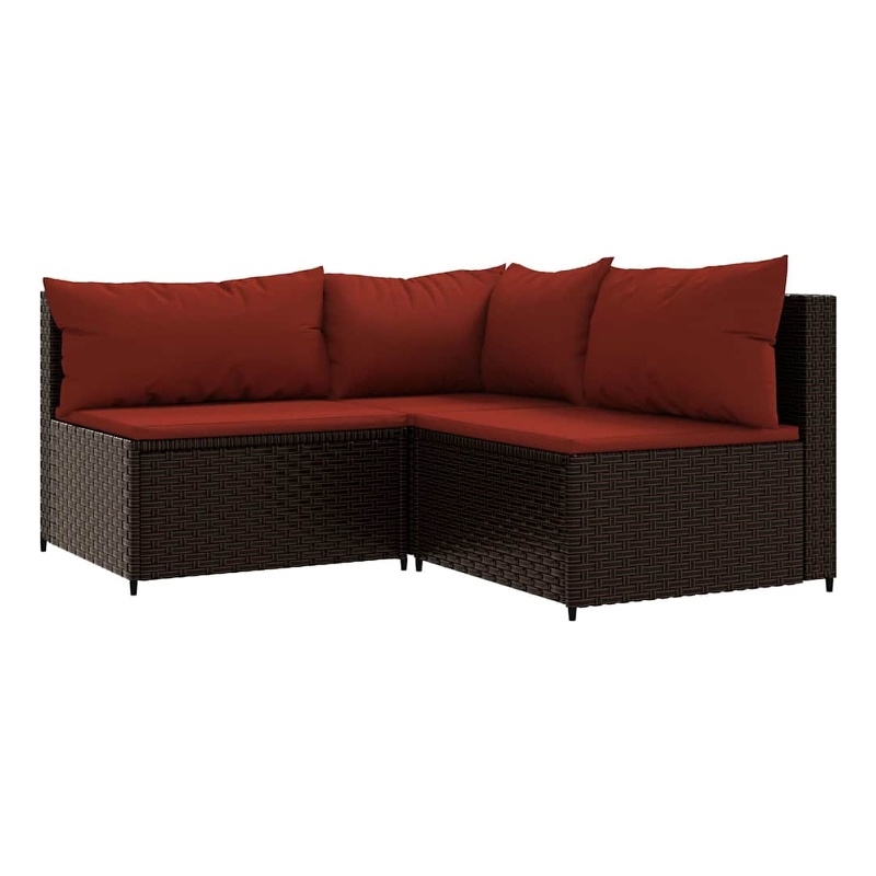 Pemberly Row Synthetic Poly Rattan Patio Lounge Set in Brown