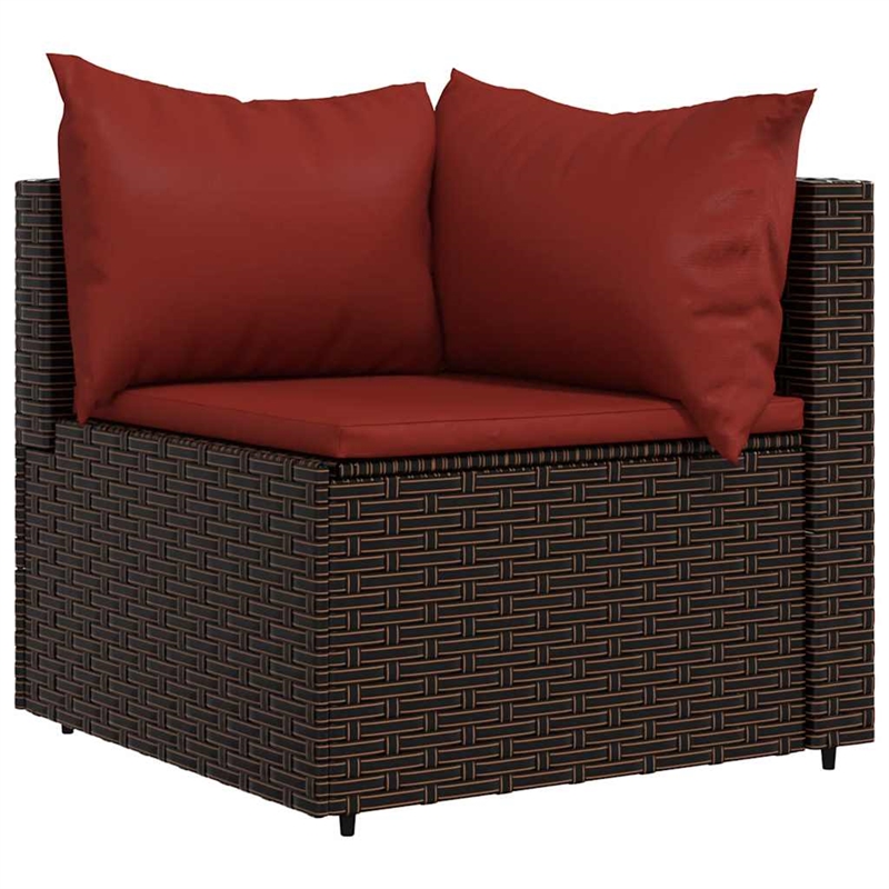 Pemberly Row Rattan & Powder-Coated Steel & Polyester Patio Lounge Set in Brown