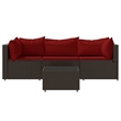 Pemberly Row Contemporary Patio Lounge Set in Brown And Cinnamon Red