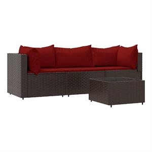 Pemberly Row Contemporary Patio Lounge Set in Brown And Cinnamon Red