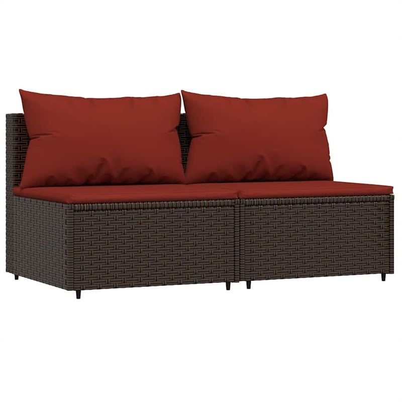 Pemberly Row Synthetic Poly Rattan Patio Lounge Set in Brown