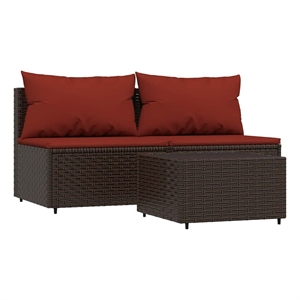 Pemberly Row Synthetic Poly Rattan Patio Lounge Set in Brown