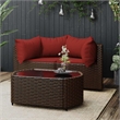 Pemberly Row Rattan Powder-Coated Steel & Tempered Glass Brown Patio Lounge Set