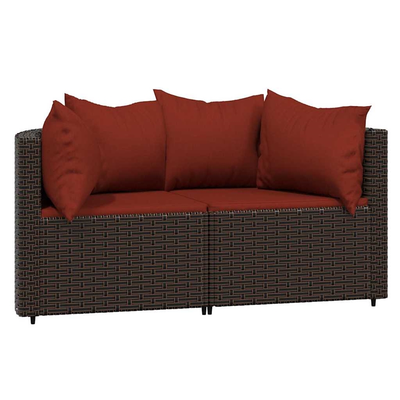 Pemberly Row Rattan Powder-Coated Steel & Tempered Glass Brown Patio Lounge Set