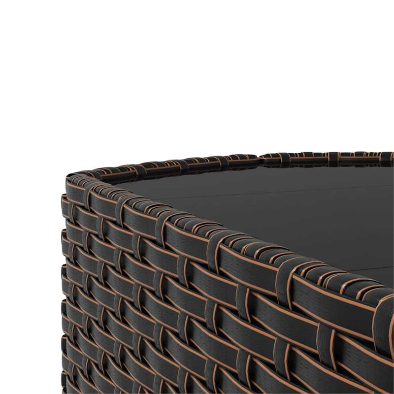 Pemberly Row Rattan Powder-Coated Steel & Tempered Glass Brown Patio Lounge Set