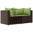 Pemberly Row PE Rattan Patio Lounge Set in Brown With Green Cushions