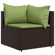 Pemberly Row PE Rattan Patio Lounge Set in Brown With Green Cushions