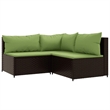 Pemberly Row Contemporary Patio Lounge Set in Brown And Green