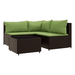 Pemberly Row Contemporary Patio Lounge Set in Brown And Green