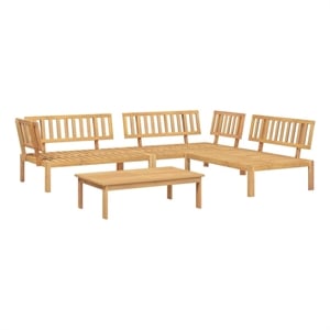 Pemberly Row Solid Acacia Wood Large Pallet Sofa Set in Natural