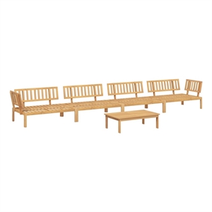 Pemberly Row Solid Acacia Wood Medium-Large Pallet Sofa Set in Natural Wood