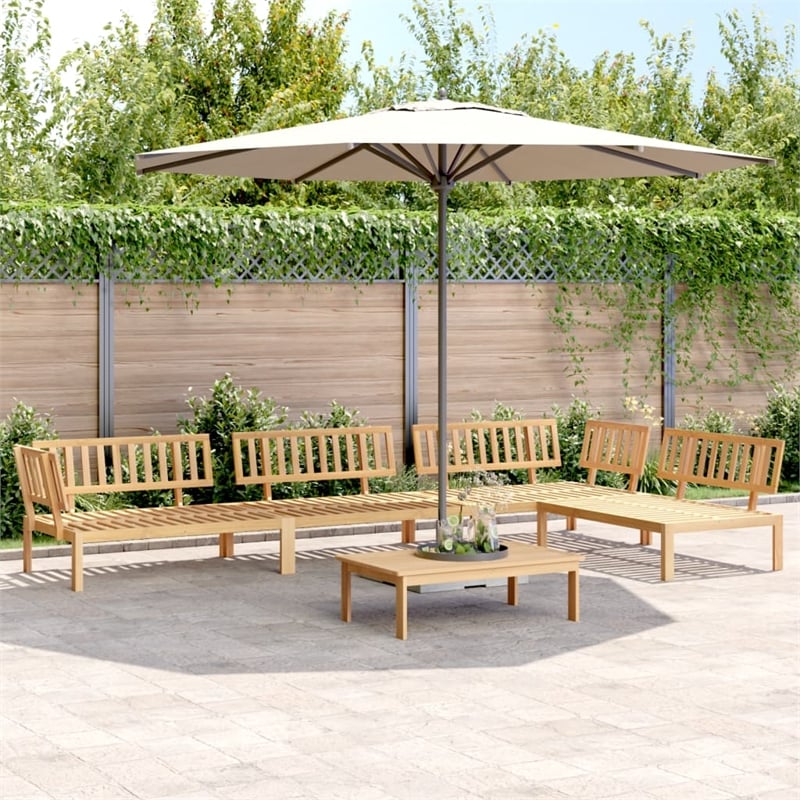 Pemberly Row Solid Acacia Wood Medium Modular Pallet Sofa Set in Natural Wood