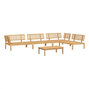 Pemberly Row Solid Acacia Wood Medium Modular Pallet Sofa Set in Natural Wood