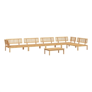 Pemberly Row Solid Acacia Wood Modular Pallet Sofa Set in Natural Wood