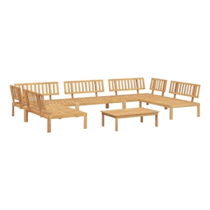 Pemberly Row Solid Acacia Wood 6 Piece Set Pallet Sofa Set in Natural Wood