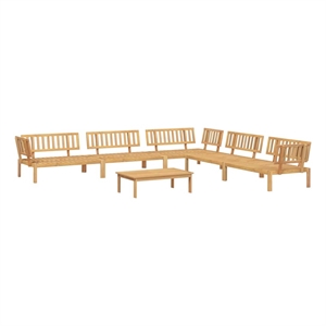 Pemberly Row Solid Acacia Wood Large Modular Pallet Sofa Set in Natural Wood