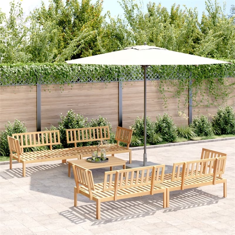 Pemberly Row Solid Acacia Wood Large Modular Pallet Sofa Set in Natural Wood