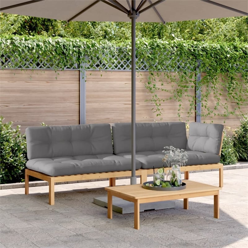 Pemberly Row Solid Acacia Wood Large Modular Pallet Sofa Set in Brown