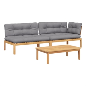 Pemberly Row Solid Acacia Wood Large Modular Pallet Sofa Set in Brown