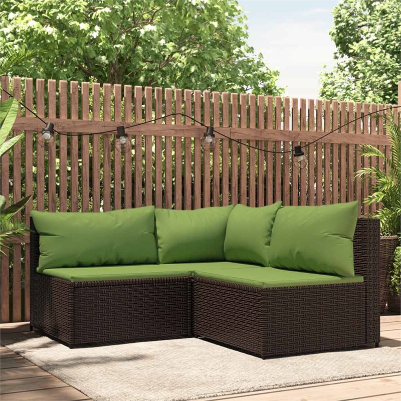Pemberly Row Synthetic Poly Rattan Patio Lounge Set in Brown