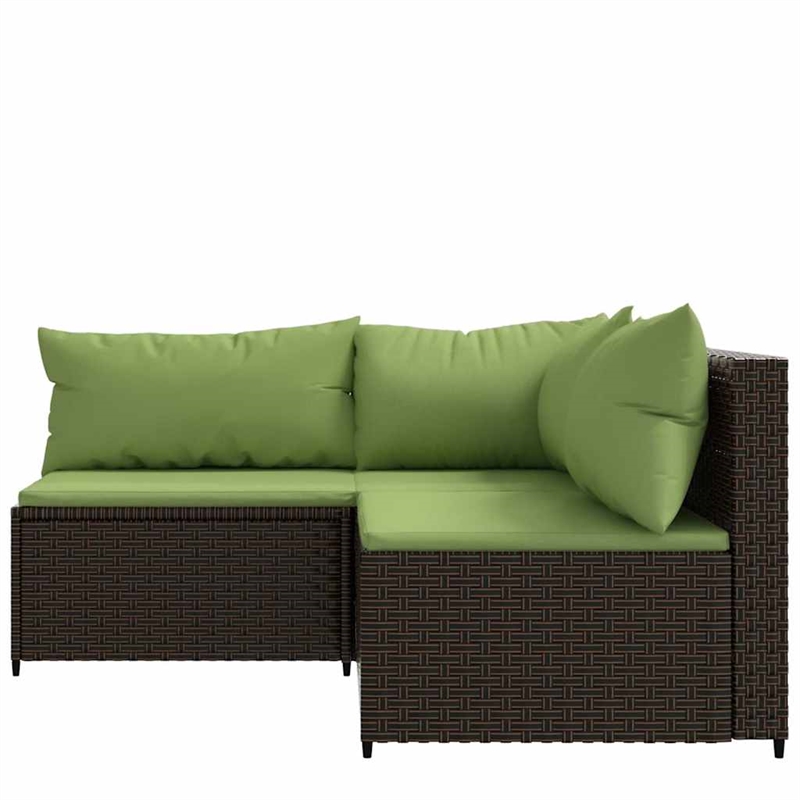 Pemberly Row Synthetic Poly Rattan Patio Lounge Set in Brown