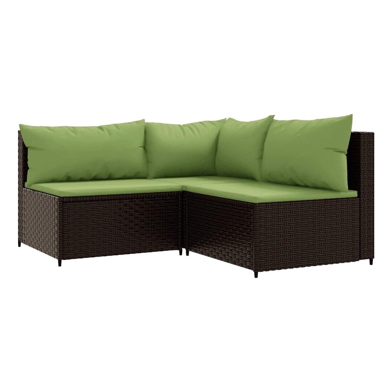 Pemberly Row Synthetic Poly Rattan Patio Lounge Set in Brown