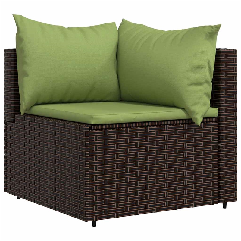 Pemberly Row Poly Rattan 3 Piece Patio Lounge Set With Cushions Brown