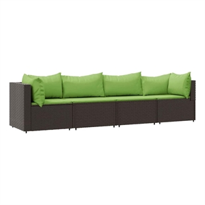 Pemberly Row Contemporary Patio Lounge Set in Brown And Green