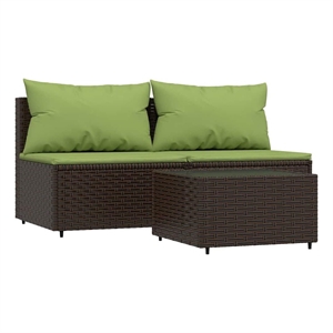 Pemberly Row Contemporary Patio Lounge Set in Brown And Green Cushions