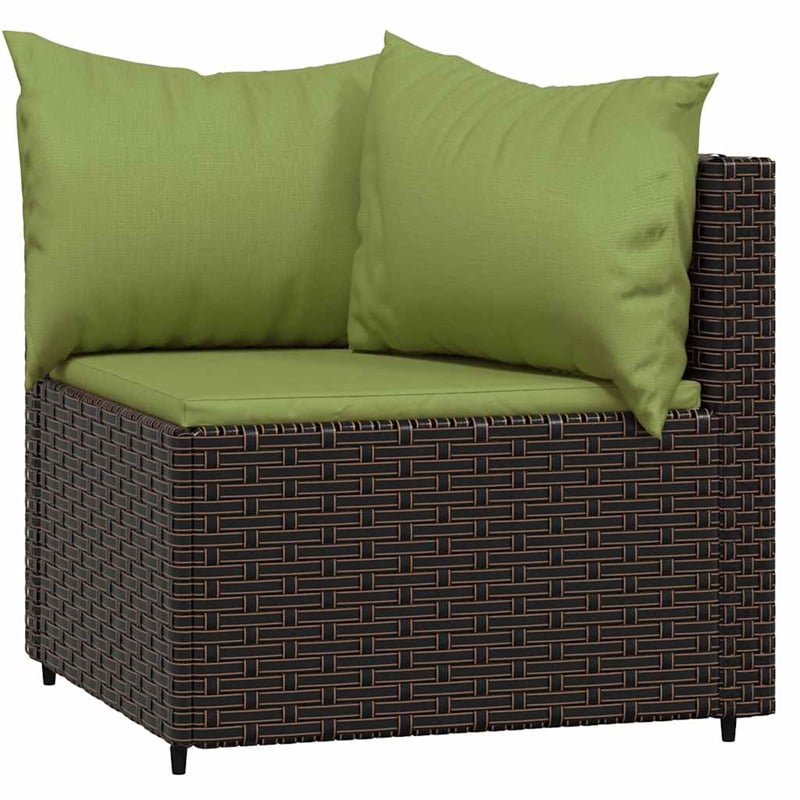 Pemberly Row Contemporary Patio Lounge Set in Brown With Green Cushions