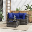 Pemberly Row Synthetic Poly Rattan Patio Lounge Set in Powder-coated Gray