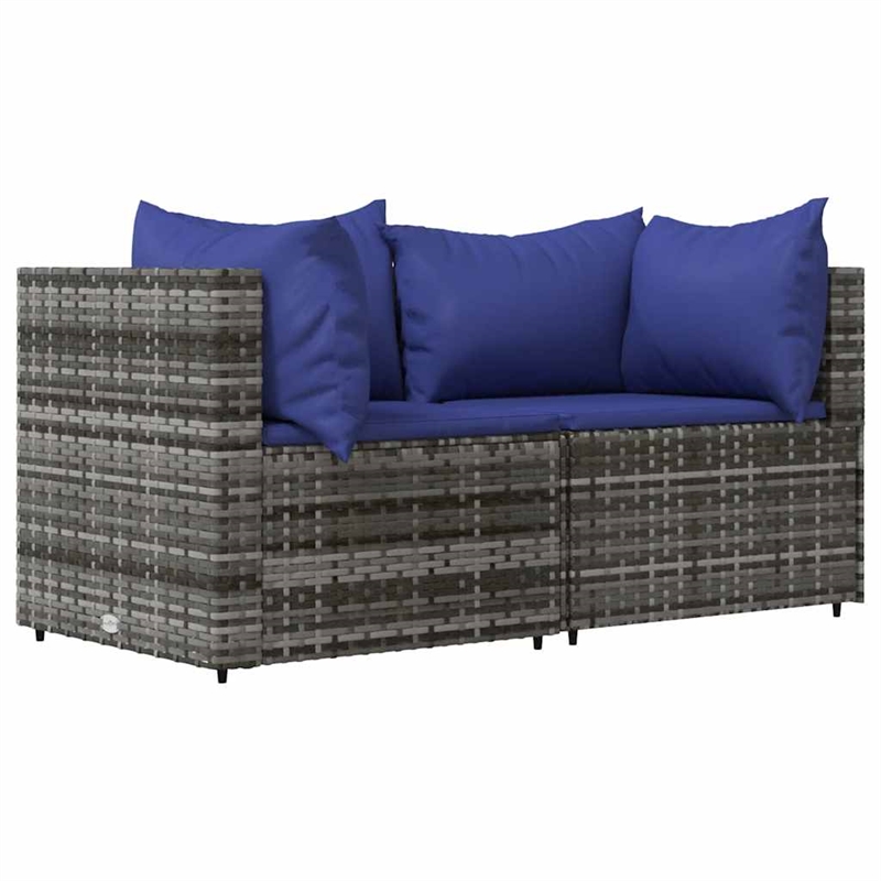 Pemberly Row Synthetic Poly Rattan Patio Lounge Set in Powder-coated Gray