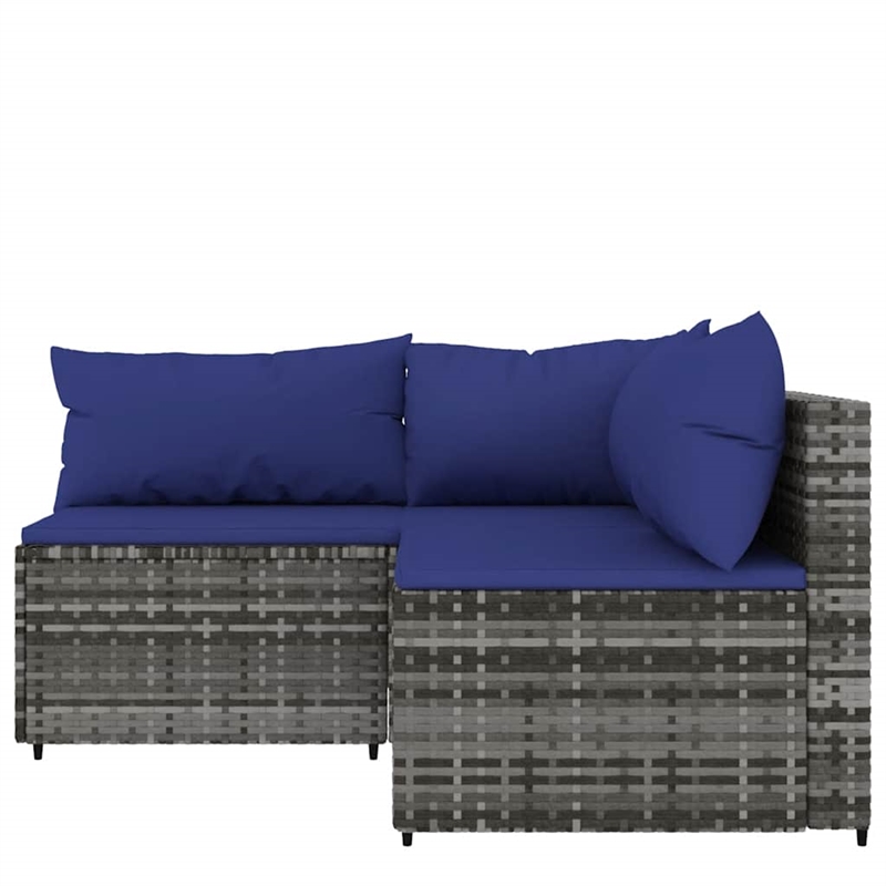 Pemberly Row PE Rattan Standard Modular Patio Lounge Set Gray