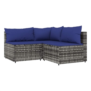 Pemberly Row PE Rattan Standard Modular Patio Lounge Set Gray