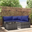 Pemberly Row PE Rattan Medium Adjustable Feet Patio Lounge Set in Gray