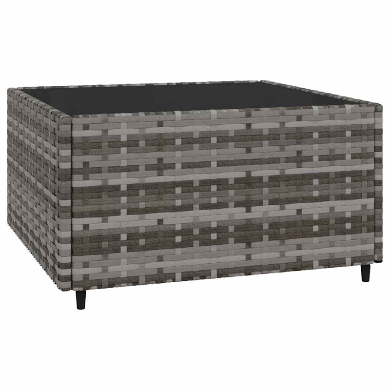 Pemberly Row PE Rattan Medium Adjustable Feet Patio Lounge Set in Gray