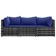 Pemberly Row Contemporary Patio Lounge Set Gray With Dark Blue Cushions