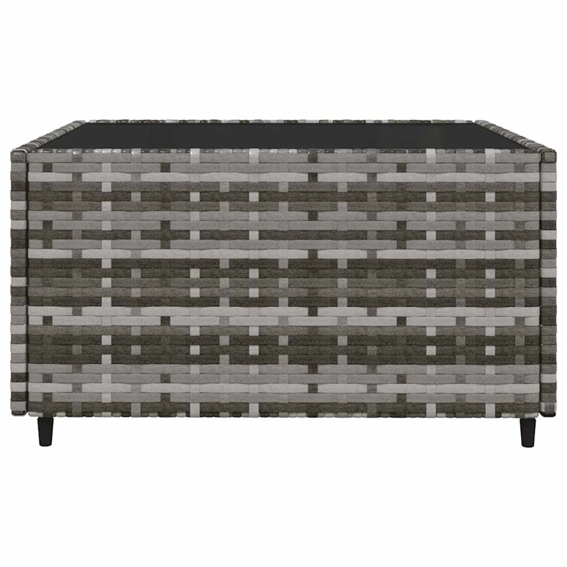 Pemberly Row Patio Lounge Set in Gray PE Rattan Standard Adjustable Feet